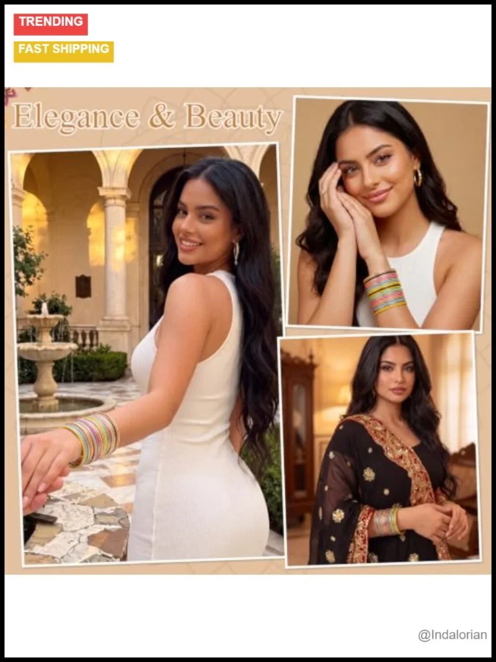 Indian Bangle Set 300 Shimmering Zinc Alloy Bracelets